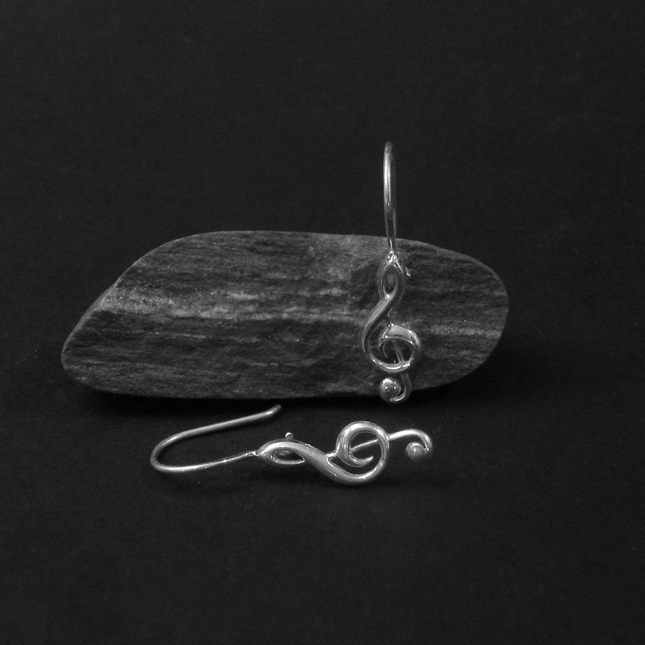 Sterling Silver Treble Clef / Violin Key Earrings Etsy