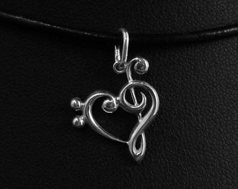 G-klav- och basklavhänge i sterlingsilver