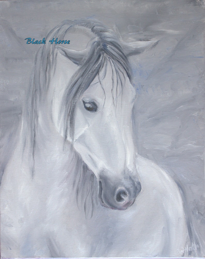 Digital Grey Horse Portrait JPG/horse art/download/Printable Art/to print/ image 1