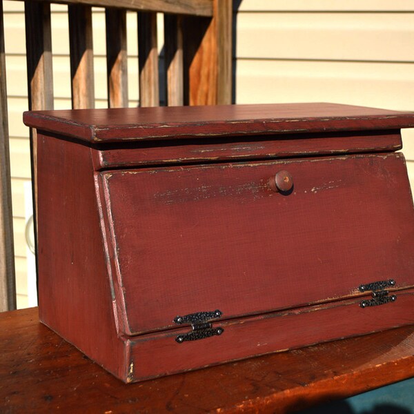 Primitive Bread Box/Charging Station (Barn Red)