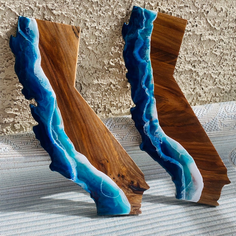 California Board Charcuterie Board Ocean Resin Art Board Christmas Gifts California Coast Cutting Board Made to Order Company Gifts! image 2
