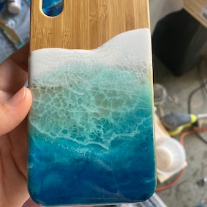 iPhone Cases Ocean Resin Cases Made to Order Beach Clear Water Blue Waves Art Holographic Glitter Gifts