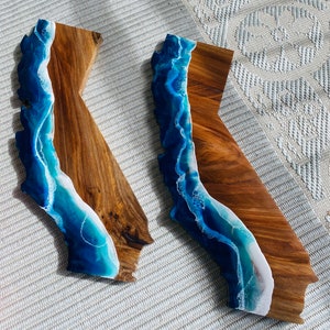 California Board Charcuterie Board Ocean Resin Art Board Christmas Gifts California Coast Cutting Board Made to Order Company Gifts!