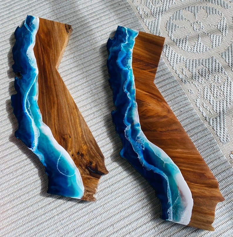 California Board Charcuterie Board Ocean Resin Art Board Christmas Gifts California Coast Cutting Board Made to Order Company Gifts! image 1