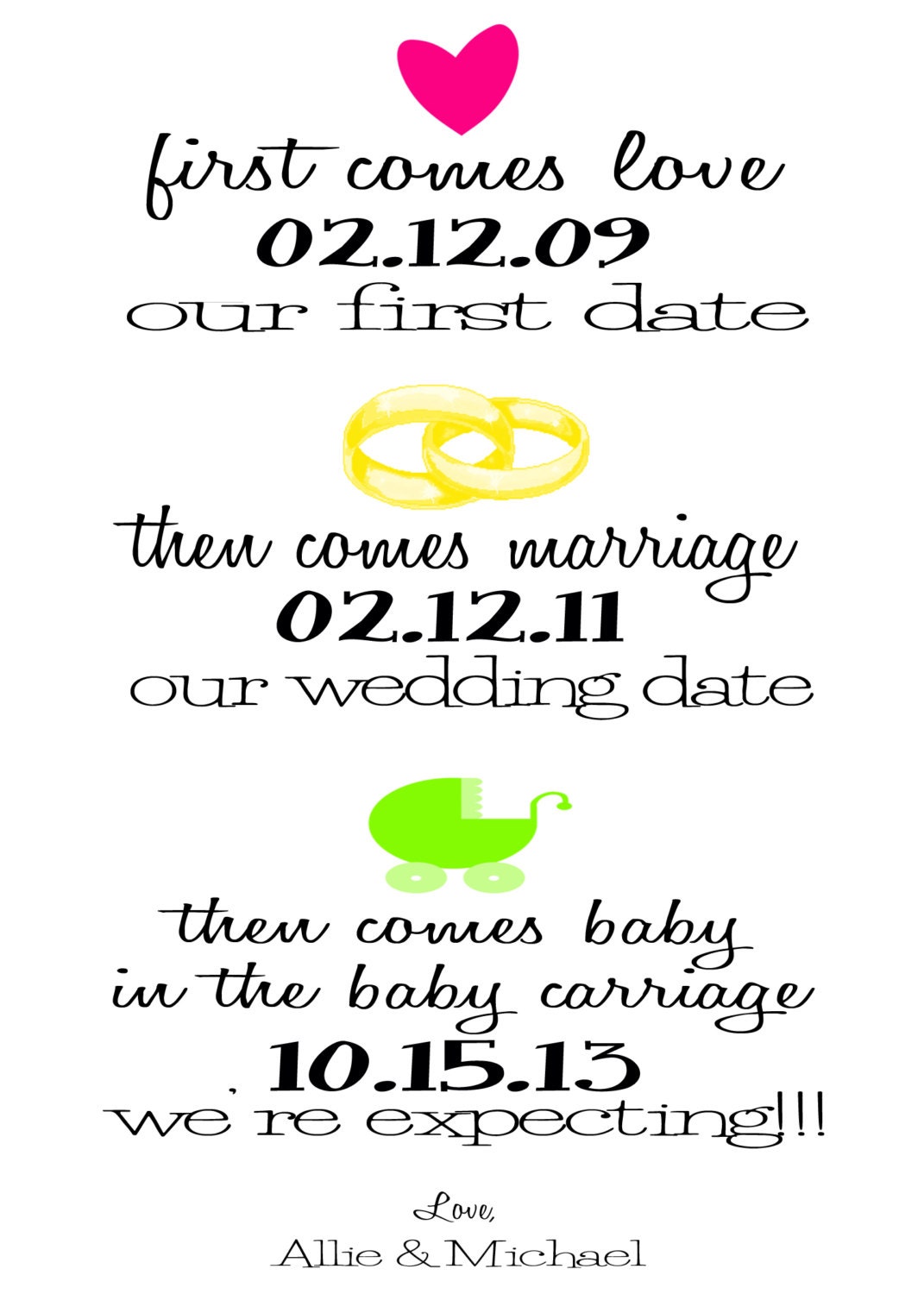 Timeline Rhyme Pregnancy Announcement Card Etsy