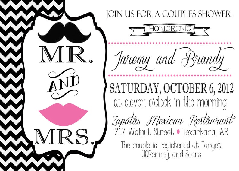 5x7 Couples Wedding Shower Invitation Postcard front and Etsy