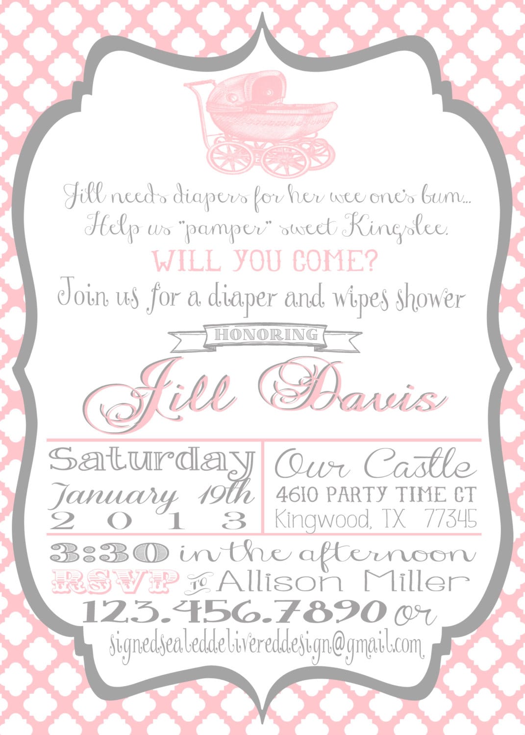 5x7 Diapers and Wipes Baby Shower Invitation with Insert Etsy