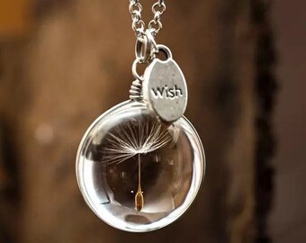 Real dandelion necklace,necklace for women,pressed flower necklace, handmade necklace,floral necklace,botanical jewellery,real flower