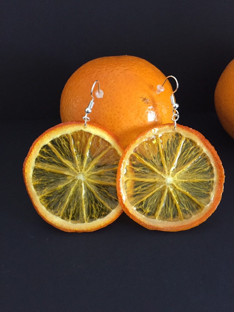 Real Orange Earrings - earrings ,quirky earrings , birthday earrings …
