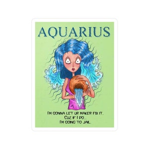 Autocollant en vinyle du zodiaque Verseau – Cadeau d'astrologie sorcière étrange | Sticker horoscope du porteur d'eau pour les filles de la région et les amantes du signe du zodiaque