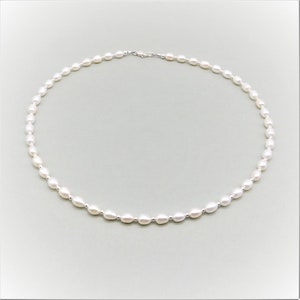 Fresh Water Pearl Necklace with Sterling Silver -  Princess Length - 16 inches - Everyday Pearls - Beautiful Bridal or Prom Gift Necklace