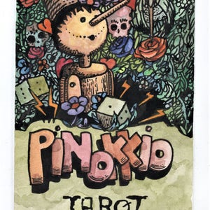 PINOKKIO - Tarot COLOURS - 22 große Major Arcana Tarotkarten Farben - laminiert - mit handgenähtem Lencistoffbehälter