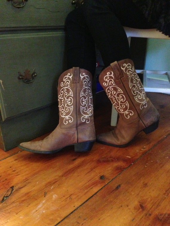 Tony Lama Embroidered Cowboy Boots