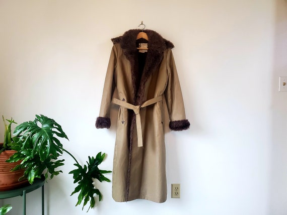 Vintage London Fog Faux Fur Lined Trench Coat