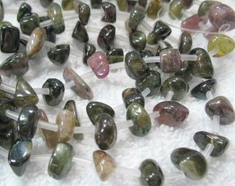 Natural Tourmaline Center Drilled Nugget Beads Strand 8mm-15mm