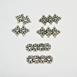 5 pcs Sterling Silver Bali Beads, Bali Multi Hole Beads, Silver Spacer Bar, 2 Hole, 3 Hole, 4 Hole