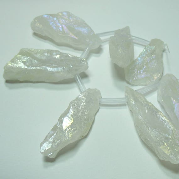 13 16-30mm Raw Rough Natural Rock Crystal Quartz Nugget Point Drop Beads