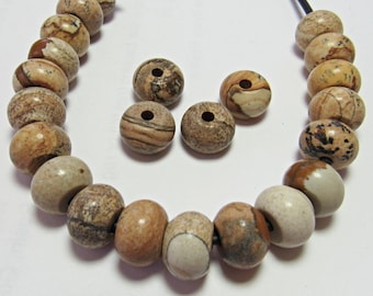 Picture Jasper 8x12mm Rondelle Large 2mm Hole Beads 7.75" Strand
