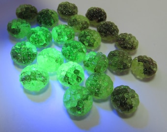 Vintage Sugar Glass 8mm Coin 8 Beads, UV Glow Bumpy Glass Beads