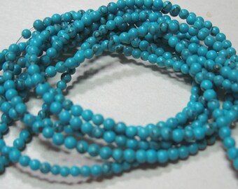 Blue Magnesite, Turquoise Magnesite 2mm Round Beads 16" Strand Tiny Spacer Beads