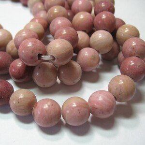 Pink Rhodonite 2mm Large Hole 10mm Round Beads 10pcs