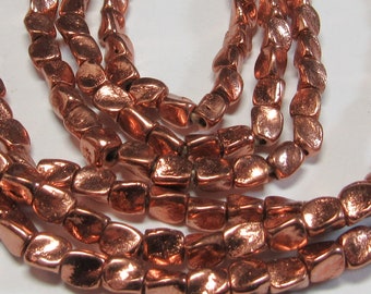 Copper Brass 4x5mm Twisted Nugget Beads 8" Strand 40 pcs, Spacer Accent
