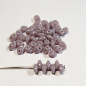 SuperDuo 2-Hole 2.5x5mm Opaque Violet 10 grams, Matubo Czech Beads