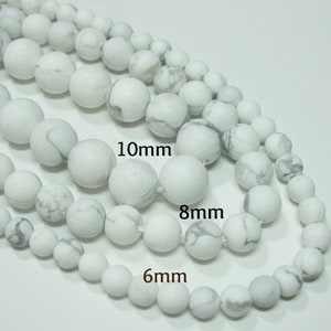 Matte White Howlite 6mm, 10mm Round Beads 15.5&quot; Strand Natural Howlite