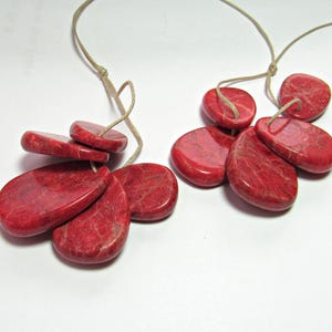 Red Apple Coral Teardrop 20-27mm Five Beads, Jacla, Corn