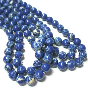 Blue Impression Jasper Round Beads 7.5" - 15.5" Strand 4mm-6mm-8mm-10mm