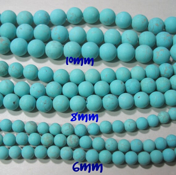 10MM TURQUOISE GEMSTONE HOWLITE BLUE ROUND 10MM LOOSE BEADS 8/"