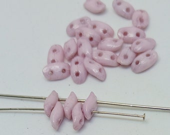 Wave Beads Chalk Lila Luster 3x7mm 2-Hole Beads 10 grams, New Czech Glass