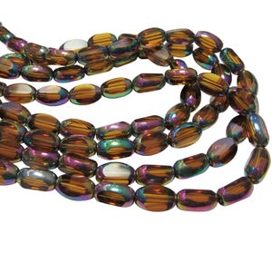 Glass Crystal 4x6mm Oval Topaz AB Edge Beads 13&quot; Strand, Topaz AB