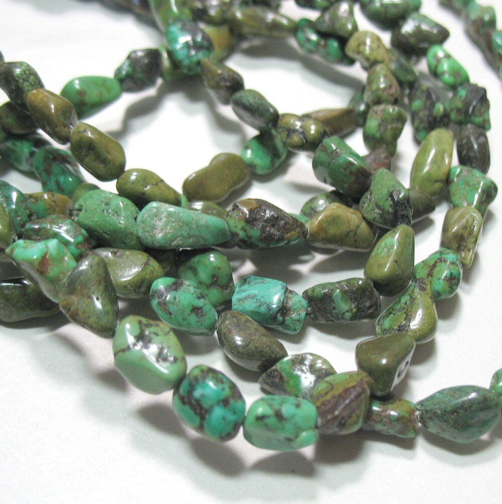 g Free Shipping 18-24mm TU647 Green Natural Genuine Turquoise Nugget Beads 15/"