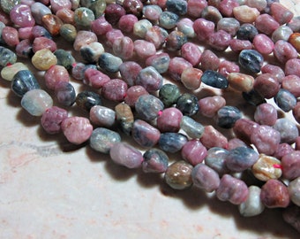 Tourmaline Pebble Nugget Beads 15" Strand 6x6-8mm