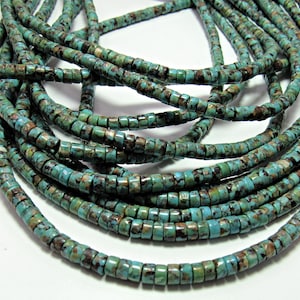 AA Natural Turquoise Heishi 4mm Beads 16&quot; Strand Genuine Turquoise