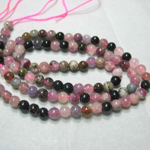 AA Brazilian Tourmaline, Watermelon Tourmaline 4mm Round Beads 16&quot; Strand