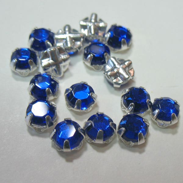 SS20 Rose Montees, 25 Sapphire Blue Rose Montees Silver Plated Beads