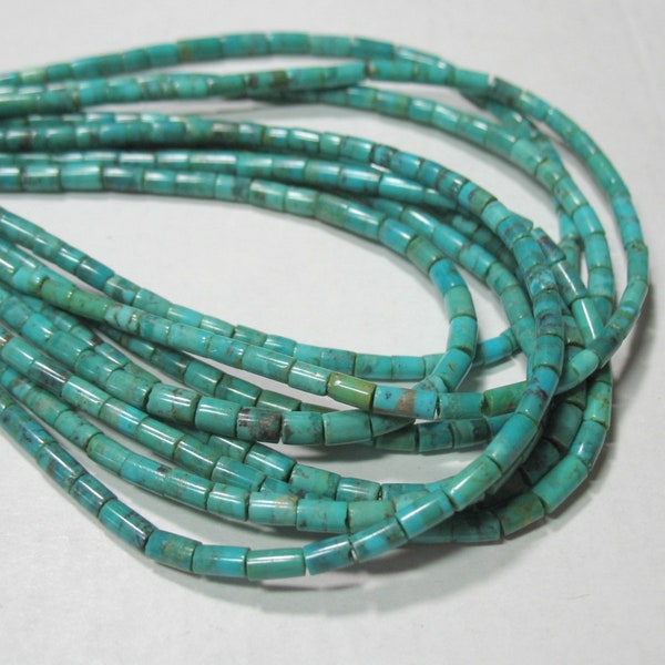 Natural Turquoise Heishi Tube 3mmx4-5mm Beads 16" Strand Genuine Turquoise Beads