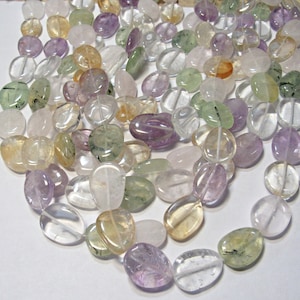 Amethyst Prehnite Citrine Quartz Oval Beads 15.5&quot; Strand 15mm-19mm