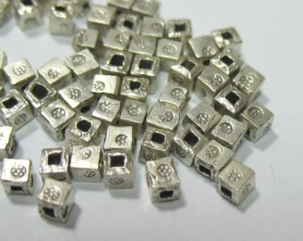 20 Sterling Silver 2.5mm Square Beads, Small Cube Beads, Silver Spacer Beads