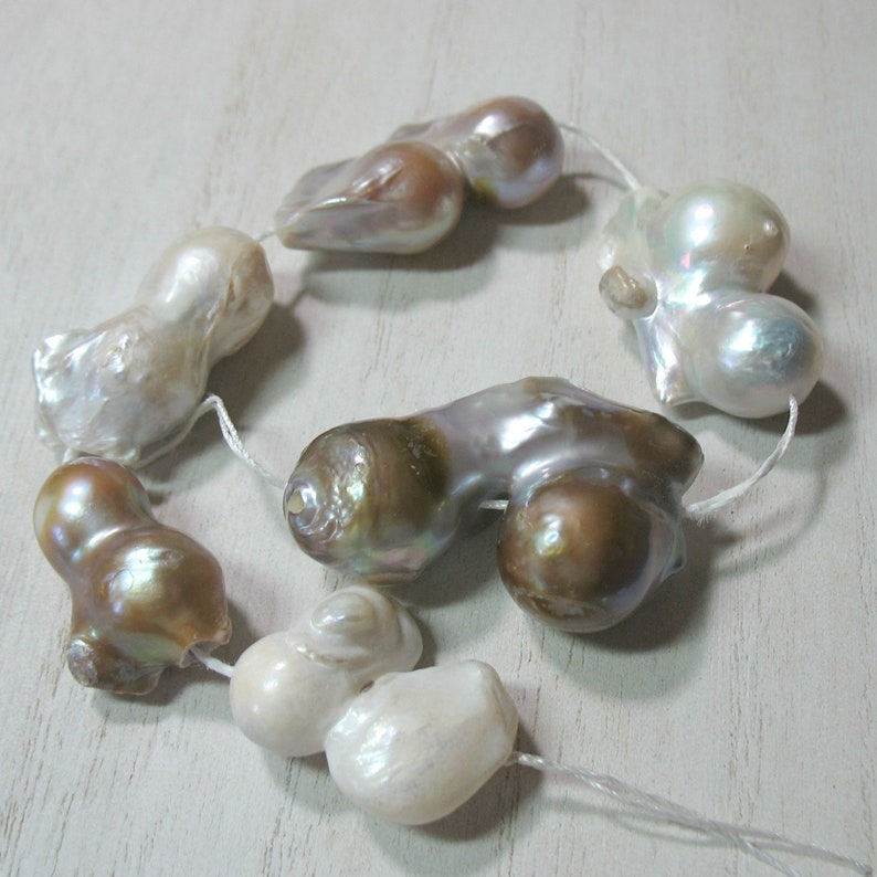 Chunky Keshi Pearls on Temporary Strand