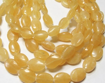 Natural Yellow Calcite 12mm, 14mm Oval Beads 15.5" Strand, Honey Calcite Beads