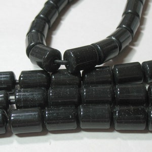 Black Obsidian 10x14mm Tube Barrel Large 2mm Hole Beads 8&quot; Strand, Big Hole Beads