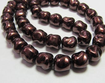 Czech Glass Pearl Bronze Nugget 9x9mm 25 Beads