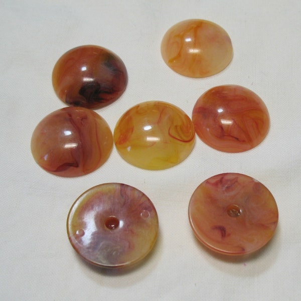 Acrylic Faux Tortoise Round Cabochon 20mm 4 pcs, Domed Front Flat Back Cabochon