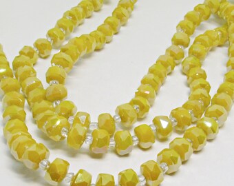 Crystal Faceted Heishi Lemon Yellow 5x8mm 30 Beads