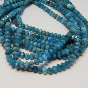 Blue Apatite 3x5mm Faceted Rondelle Beads 15.5&quot; Strand