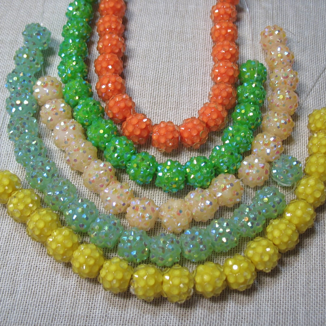 Resin Acrylic Rhinestone 10mm12mm Round Beads, Bubblegum Shamballa