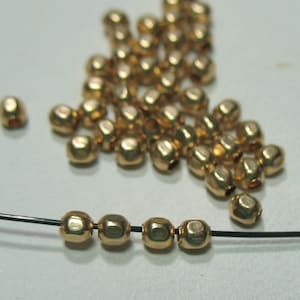 Bright 14k Gold Filled 2.5mm Square Cube Beads 25 pcs, GF Gold Spacer Beads